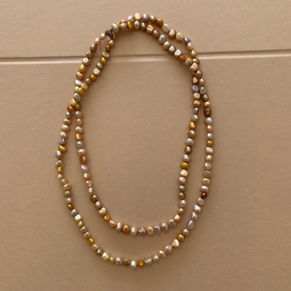 Authentic fresh water pearl necklace - amber - Picture 3 of 5